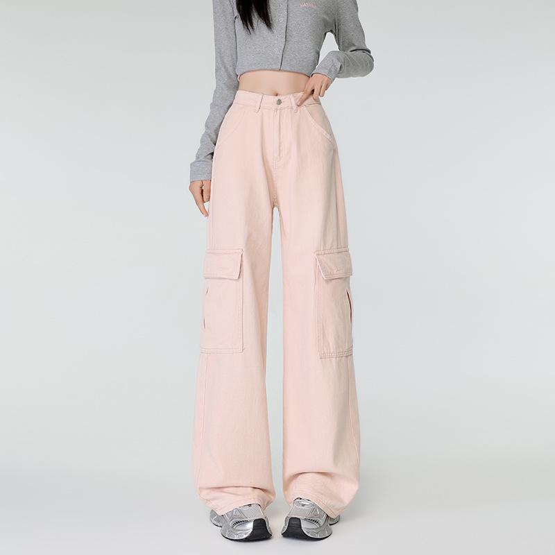 

Women s Pink Cargo Pants - 2026 Spring/Autumn New Arrivals: Petite, Loose, Straight, Casual Wide-Leg Design XL【For 125-140 lbs】