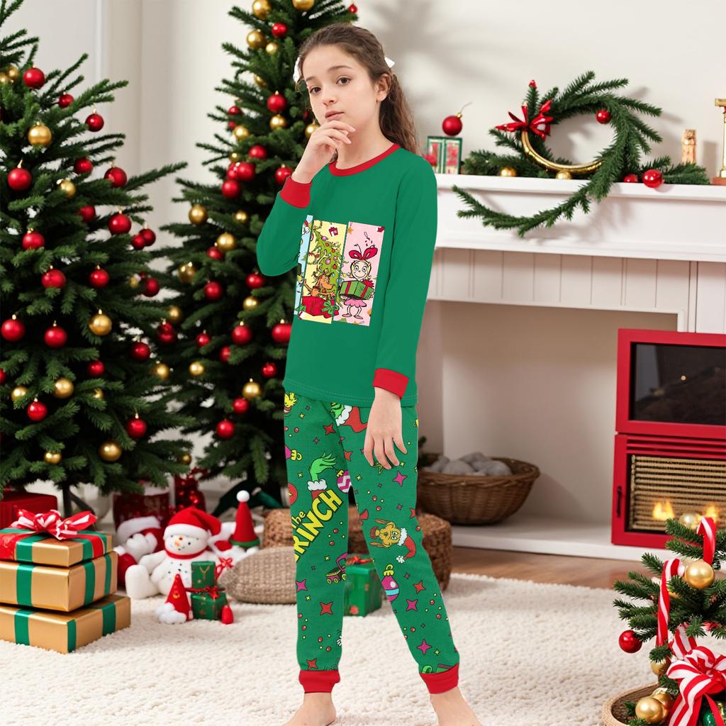 Christmas Prints Family Matching Long Sleeve Tops+Parhts Set Family Matching Sets