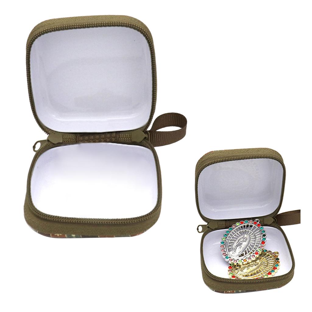 Rosary Prayer Bag Zipper Rosary Pouches Religious Jewelry Storage Box for Prayer Bead Earrings Portable Headphone Bag