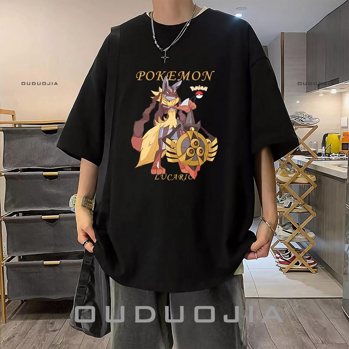 

Pokémon Gengar Black Tee Pure Cotton Tshirt Mens 2026 Summer Fashion Oversize Street Casual Y2K Tops Streetwear Clothing 4XL