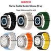 Applicable Silicone Ocean Band for Apple Watch 8 Ultra - Double Buckle Strap