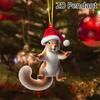 2D Acrylic Christmas Animal Pendants Horse Cat Dog Xmas Tree Drop Ornaments Decorations Christmas Eve Hangings Party Supplies