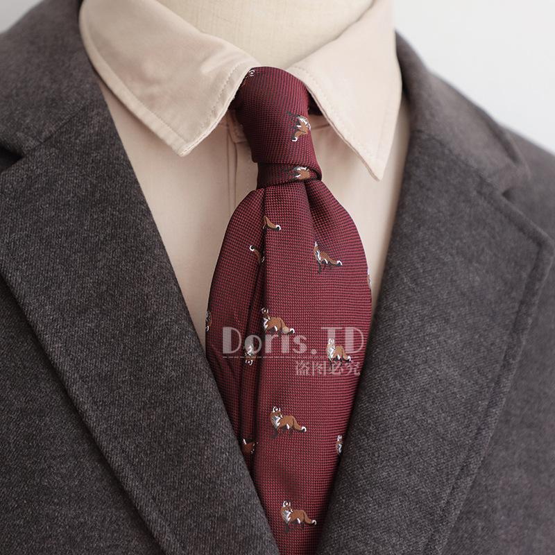 Retro 8Cm Light Luxury Casual Dress Navy Green Brown Pattern Men'S Suit And Tie
