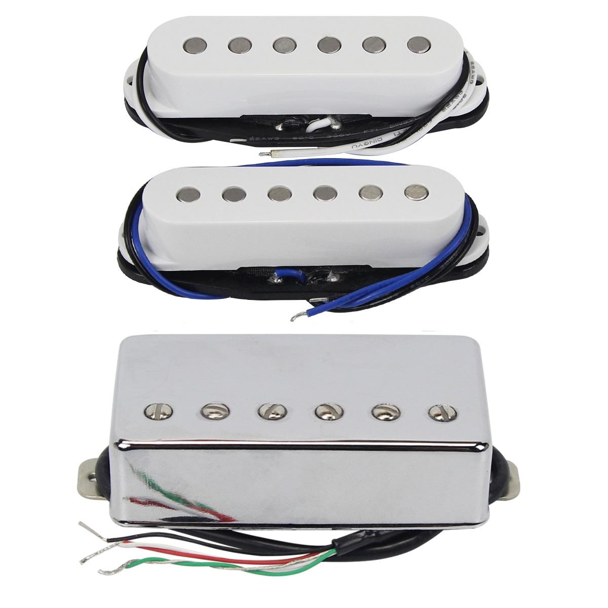 FLEOR 3pcs Alnico 5 Guitar Pickup Set - Single Coil & Humbucker Pickup 14K HSS Guitar Parts