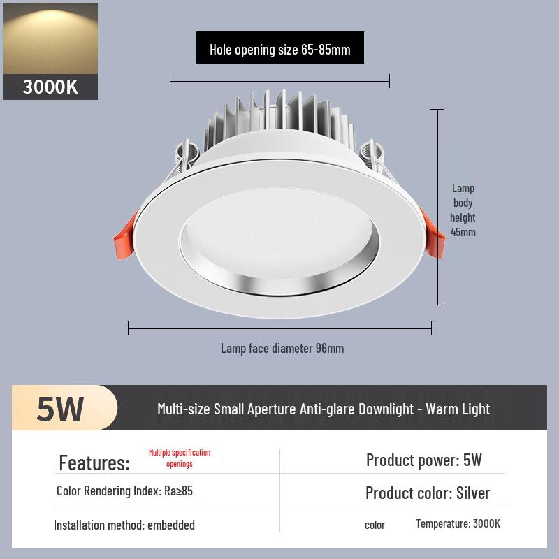2-Inch Recessed Spotlight: Small Downlight for Ceiling In Living Room, Bullseye Hole Design, Opening Size 55.5cm X 606.5cm