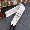 Rococo Embroidered White Cowhide Bass & Guitar Shoulder Strap