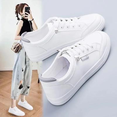 Women's Sports Shoes Vulcanized Shoes Spring and Autumn Breathable Flat Shoes Young Women's Casual White Shoes