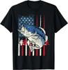 Bass Fish US American Flag Patriotic Fishing Fisherman Gift Unisex T-Shirt