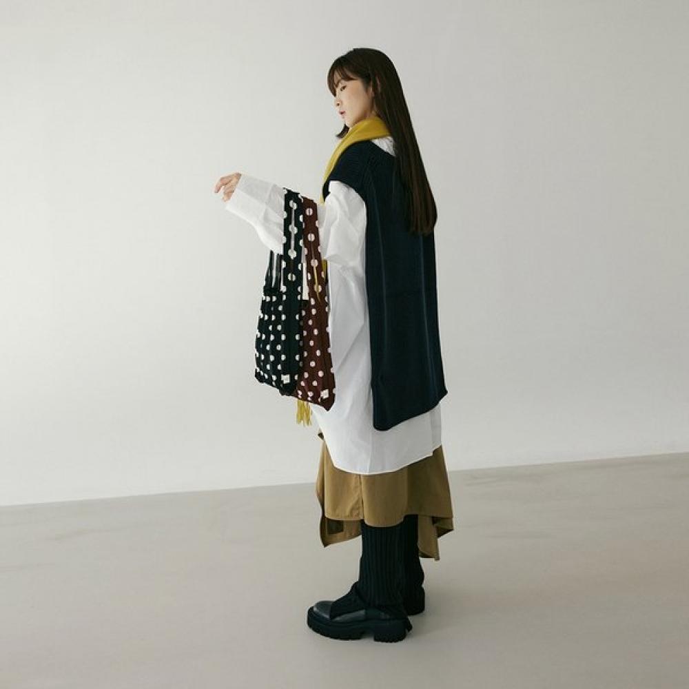 Pleatsmama Mini Shoulder Bag White Dot
