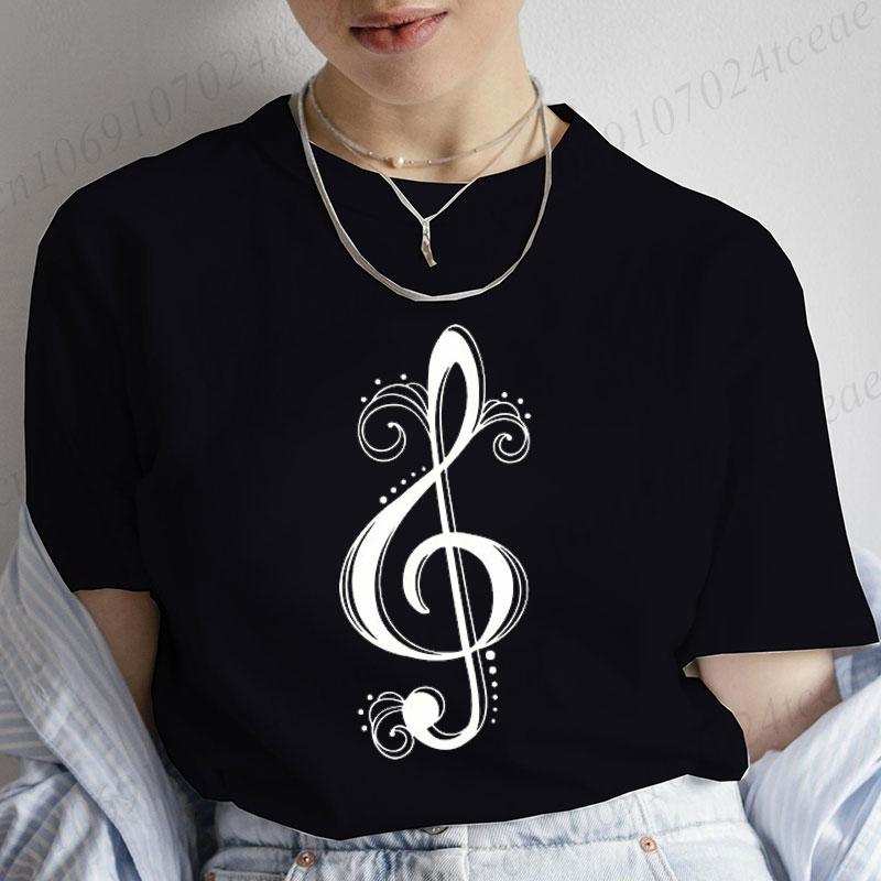 Musical Note Heart Print Unisex T Shirt Short Sleeve O Neck Unisex Tshirt Ladies Fashion Tee Shirt Tops Clothes Camisetas Mujer