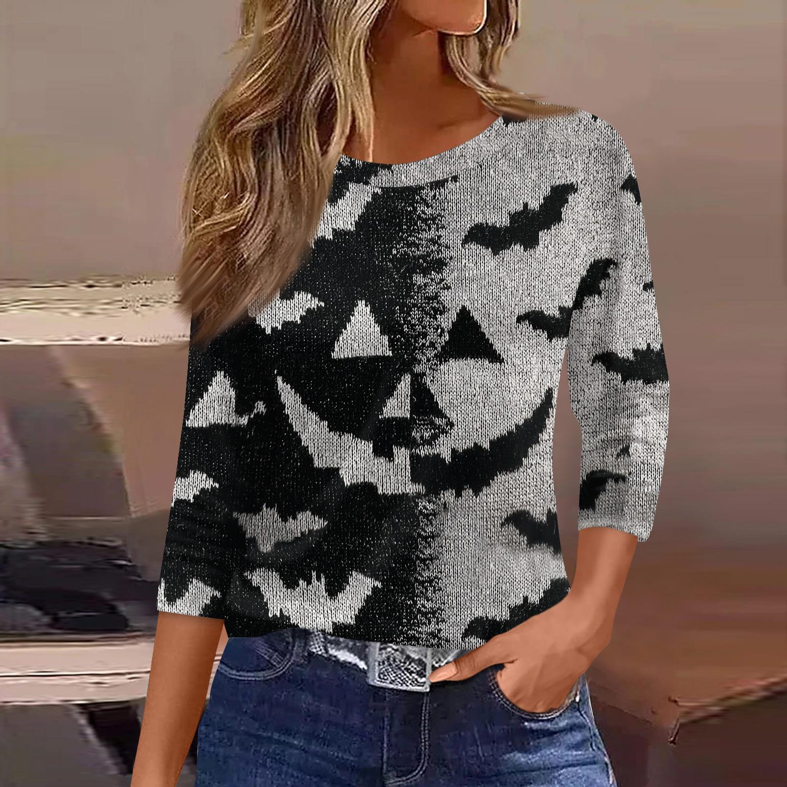 

Женские топы с рукавами 3/4, цветочный принт, винтажная мода, повседневные свободные рубашки с круглым вырезом больших размеров XL