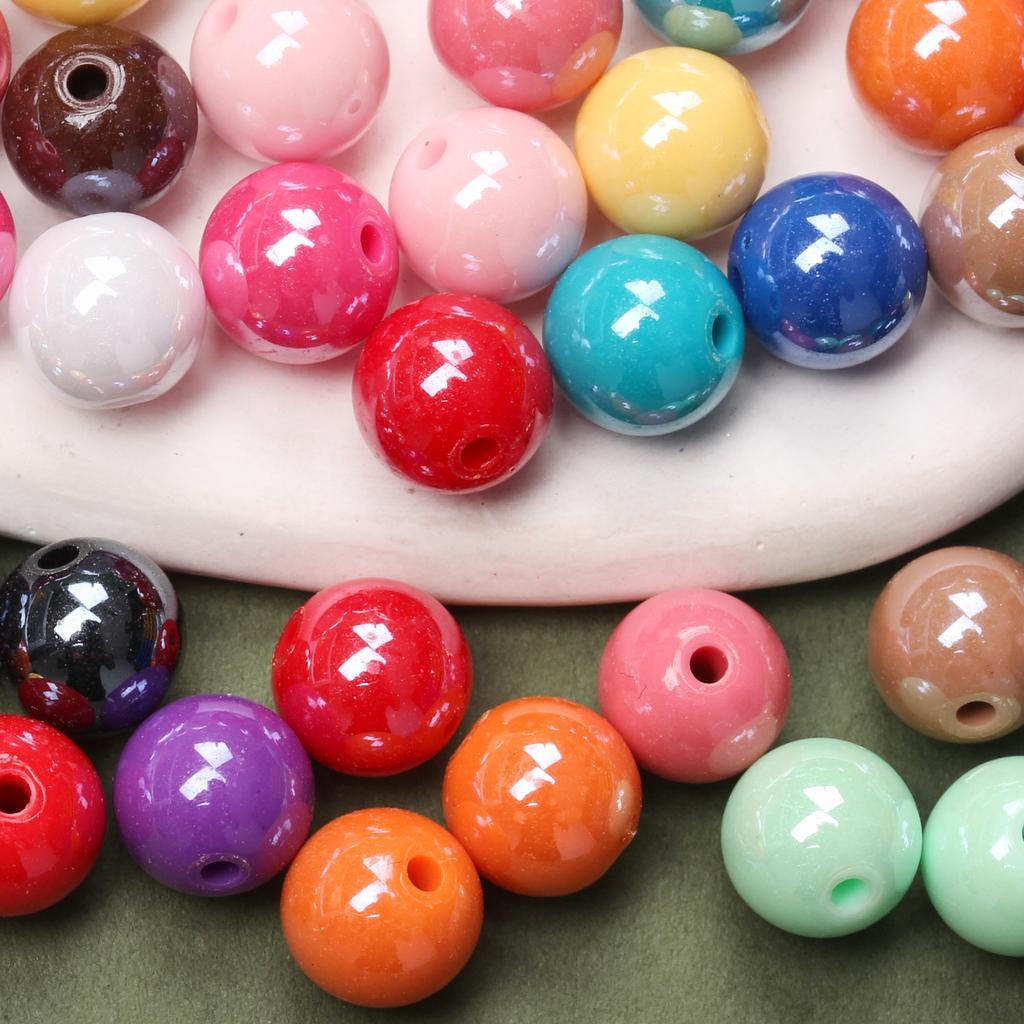 Jewelry Making Acrylic Loose Beads 20Pcs 10mm Pendant Necklace Bracelet Wholesale DIY For Glossy
