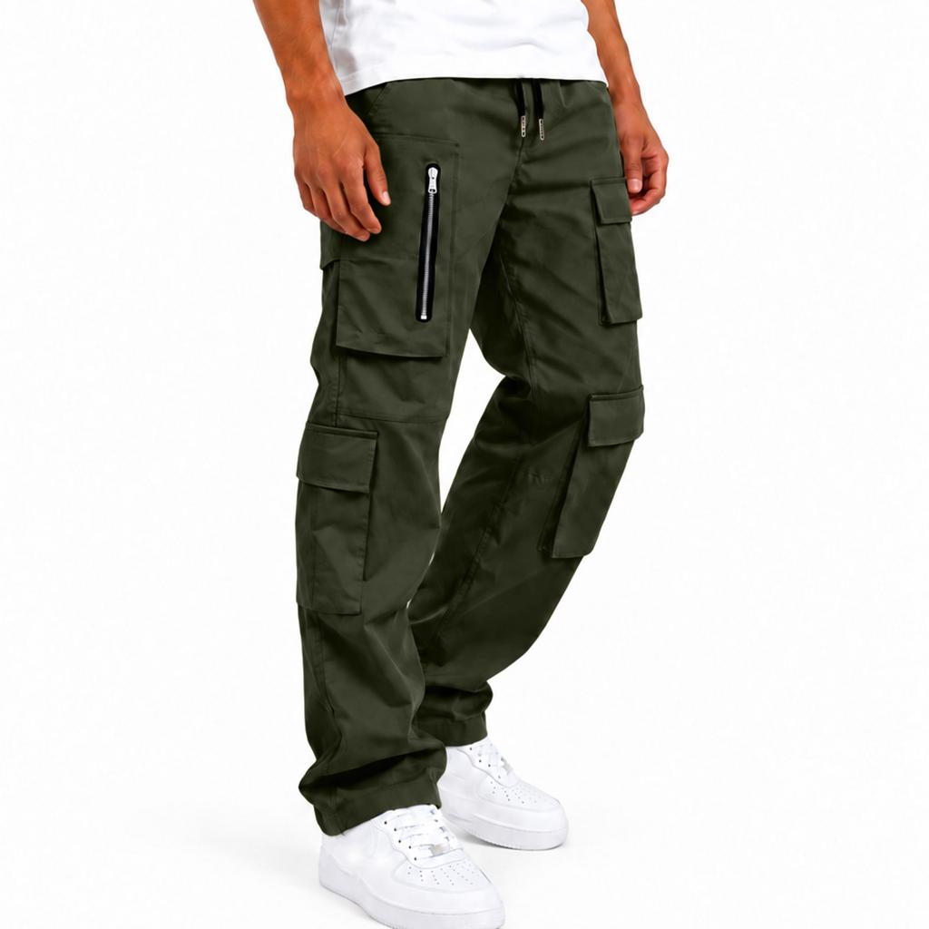 Men's Multi-Pocket Cargo Pants Loose Fit Casual Long Trousers for Everyday Wear and Outdoor Activities