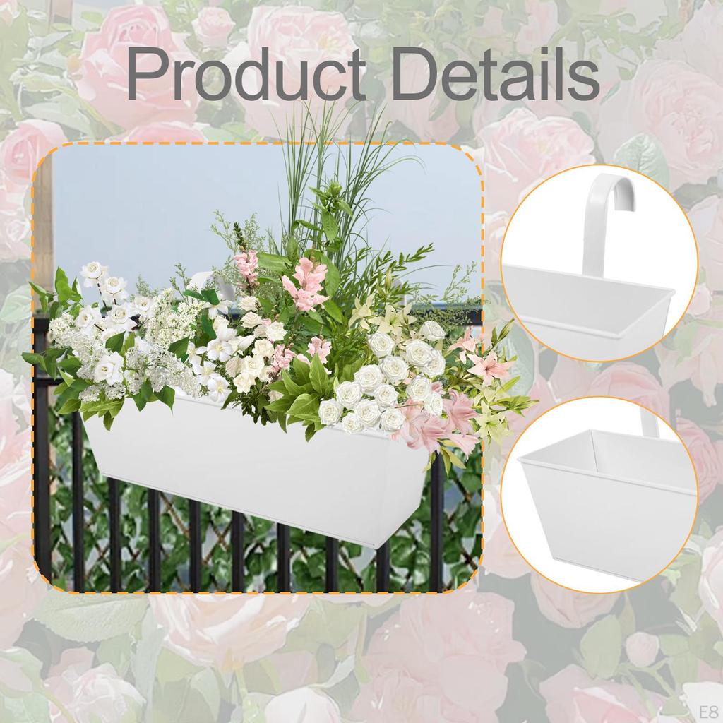 Hanging Flower Pot Iron Bucket Planter Holder Drainage Hole Plant with Metal Detachable