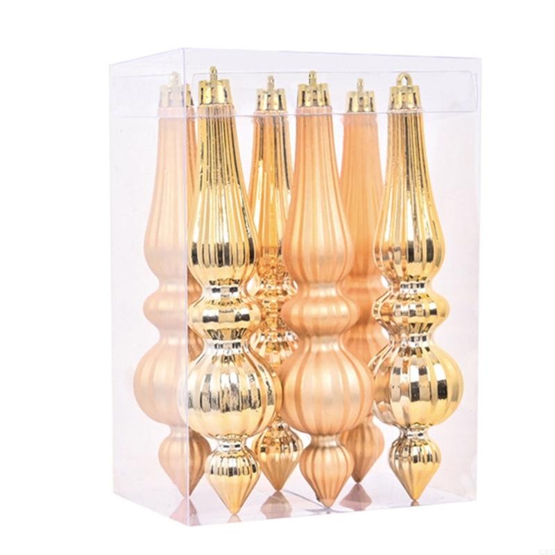 

6Pcs Shatterproof PVC Christmas Baubles Metallic Christmas Tree Ball Ornament X3UC золотой