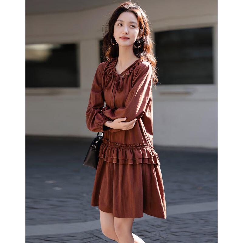Demana Monet Rose Retro Tiered Lace Tie-Waist Midi Dress