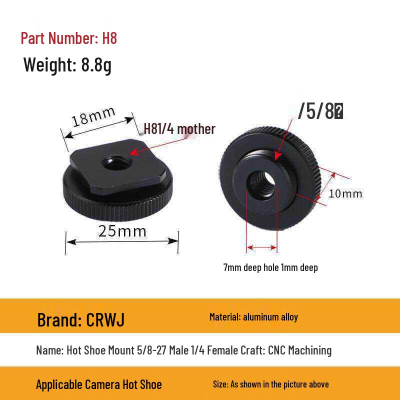 DSLR Camera Double Layer Metal Hot Shoe Mount with 3/8 & 1/4 Locking Flash Screw Base