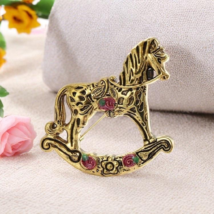 Unique Rocking Horse Brooch Pin Portable Accessory Convenient for Women Unisex Lovely Toy Designs Fashion Pin Wear