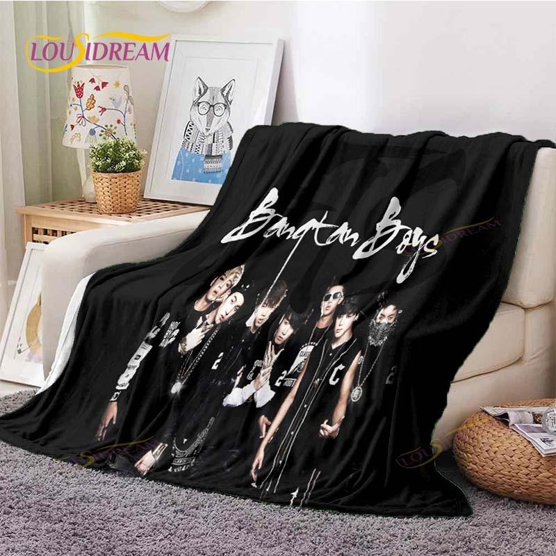 Kpop Bangtan Boys BTS Blanket Couch Quilt Cover Travel Bedding Outlet Throw Blanket Flannel Blanket Bedspread Picnic Blanket