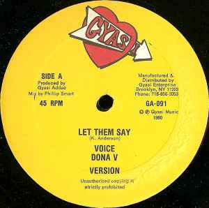 

12inch Record DONA V VERDE GREEN DONA V MENACIN Let Them Say Real Tribulation GA091 GYASI 1990 US Reggae Ska Dub Used