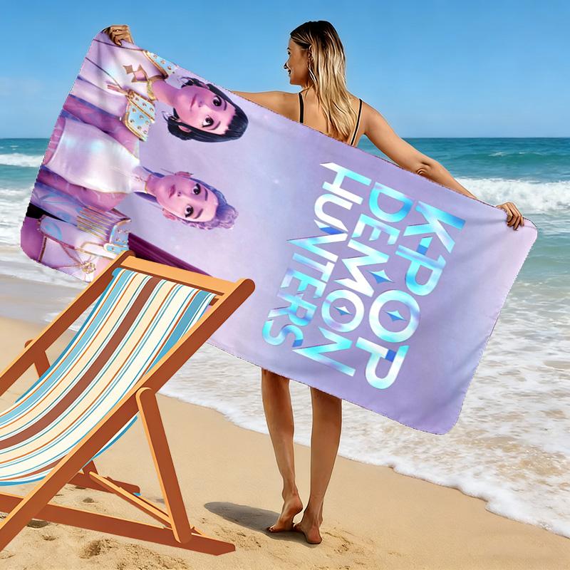 K-Pop Demon Hunters: Urban Fantasy Adventure beach towel Beach towel for vacation photos beach quick-drying swim towel Absorbent bath towel swim