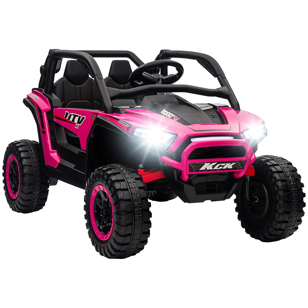 2 Seater 24V 7AH Ride on Truck, Battery Powered Electric Ride On Car w/ Remote, Suspension, 3 Speeds, Pink