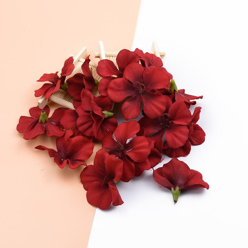 50/100PCS Artificial Flowers Silk Orchid Head Fake Cherry Flower Wall Wedding Home Decor Scrapbook Diy Gifts Candy Boxes Bouquet