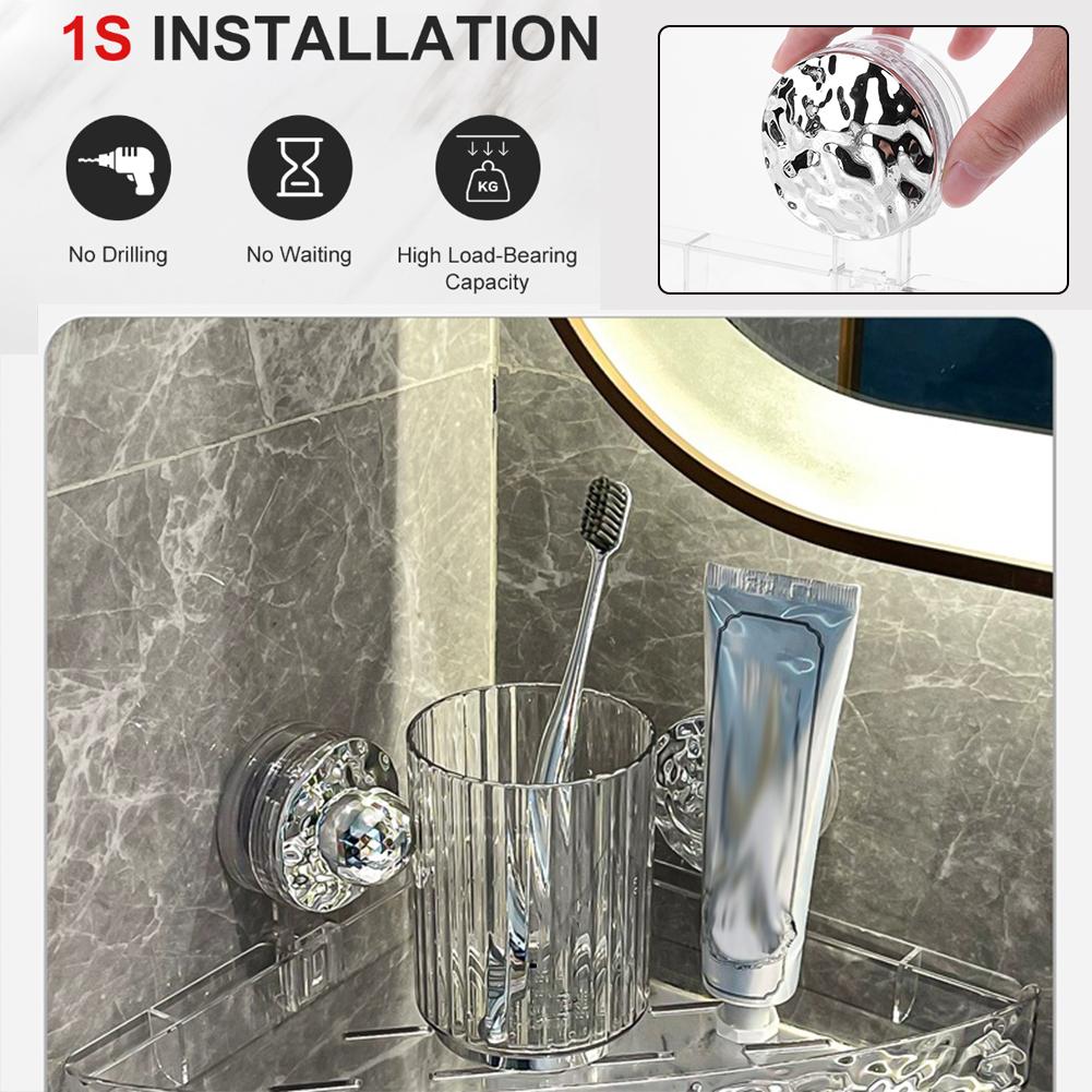 Adhesive Bathroom Shower Organizer with 4 Hooks Detachable Shower Self Bathroom Shower Shelf Storage Basket for Bathroom Storage