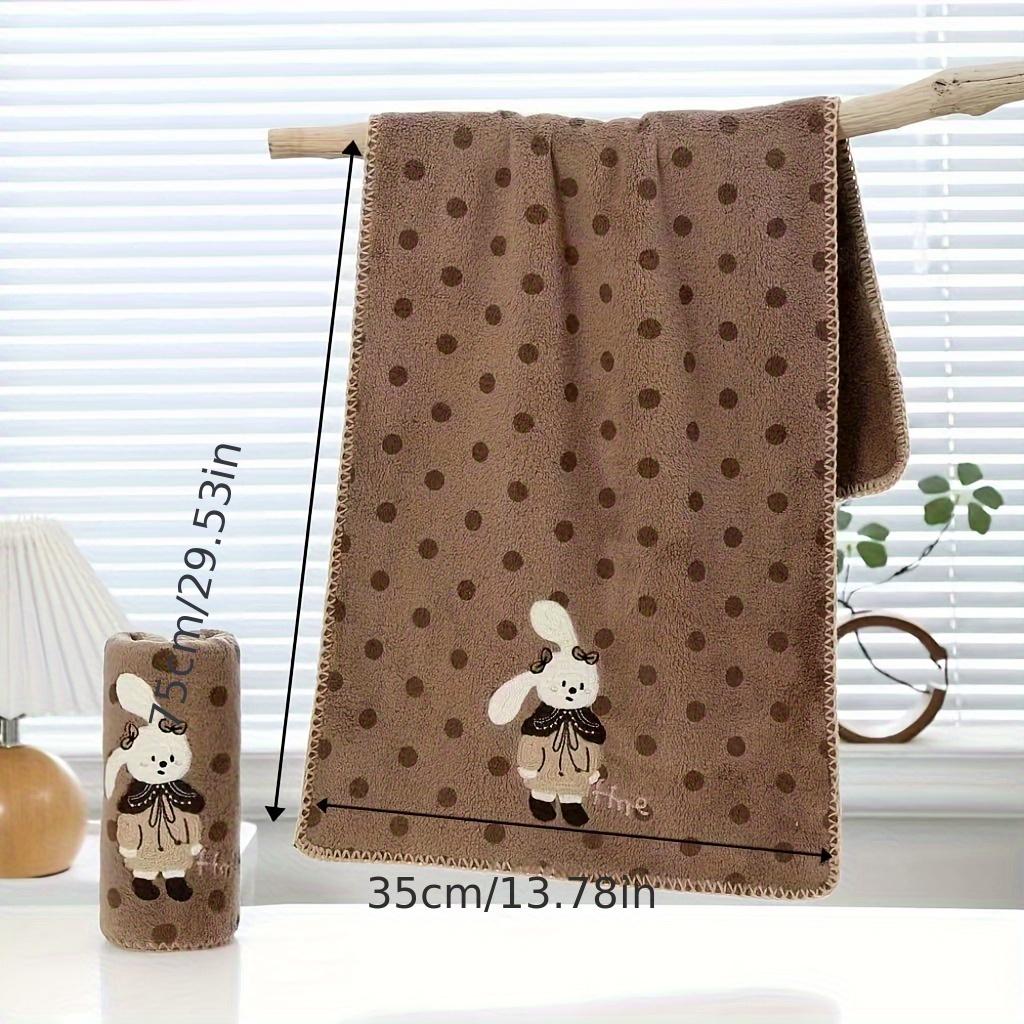 Autumn Winter Thickened Coral Fleece Quick-Dry Towels with Animal Embroidery Polka Dot Soft Bath Towels Set, Thanksgiving Gift Towels, Wash Cloths