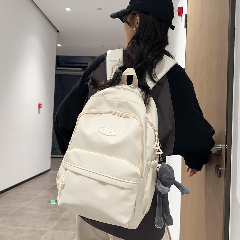Schoolbag New Large Capacity Backpack Male and Female College Students Campus School Bag Junior High School Students Travel Computer Solid Color 