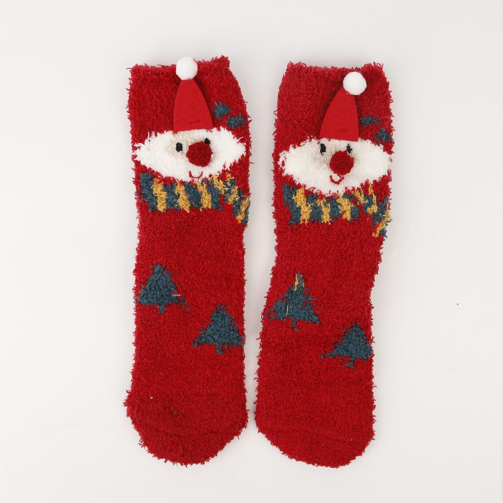 Ladies' Christmas Socks Christmas Tree Socks Thickened Warm Coral Velvet Sleep Socks Cartoon Elk Snowman