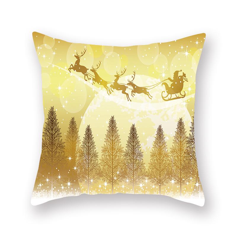 2024 New Christmas Golden Pillow Cover Sofa Car Office Seat Cushion  Bedroom Room  Year Home Decoration Holiday Gift