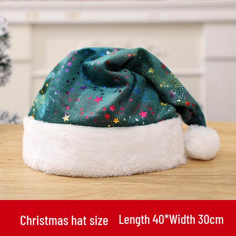 Adult Christmas Hat with Colorful Stars - Super Soft Fabric for Holiday Parties