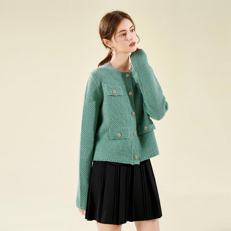 

Women s French Chic Round Neck Knit Cardigan S