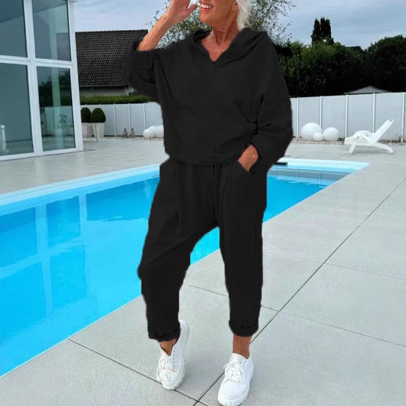 Women's Casual Hoodie and Jogger Set, Loose Fit Sportswear, Multiple Color Options