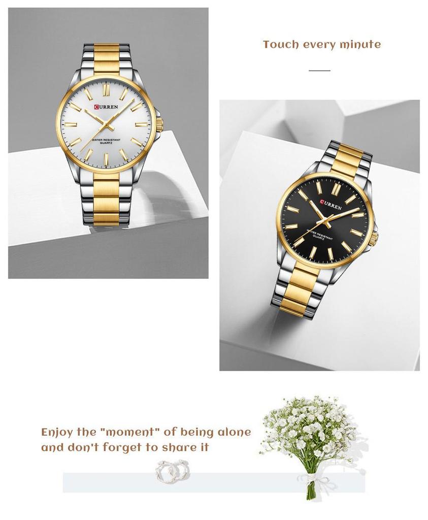 Curren Kairui 9090: Herren-Stahlarmbanduhr & Damen-Quarz-Business-Uhren-Set.