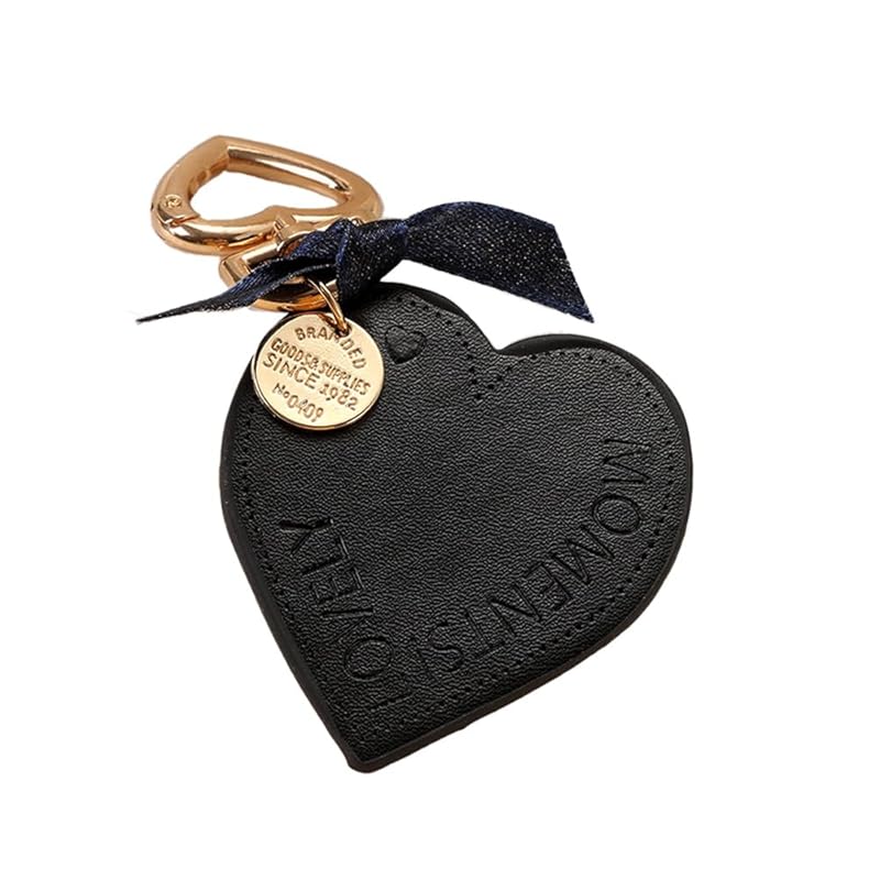 

[Z mura] heart key ring cute Fashionable ribbon medal backpack bag decoration charm simple pair matching present strap color (black)