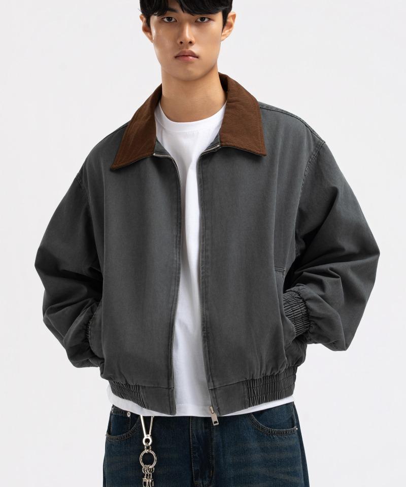 Underoff Washed Crop Work Blouson Jacket Dark Grey