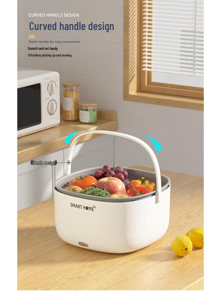 Multifunctional Ultrasonic Vegetable & Fruit Washer with Large Capacity Basin and Drain Basket