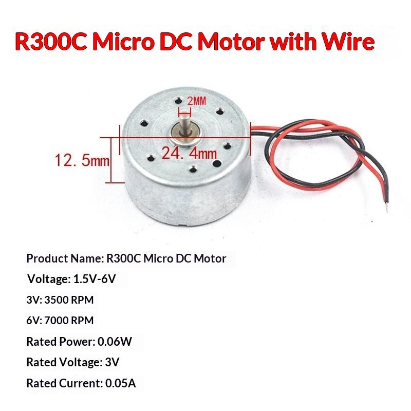 1/3/5 Stück R300C Mikromotor Hochgeschwindigkeits-Mini-Gleichstrommotor 1,5-6V mit Draht für kleinen Lüfter, DIY-Spielzeug, Elektronikprojekt