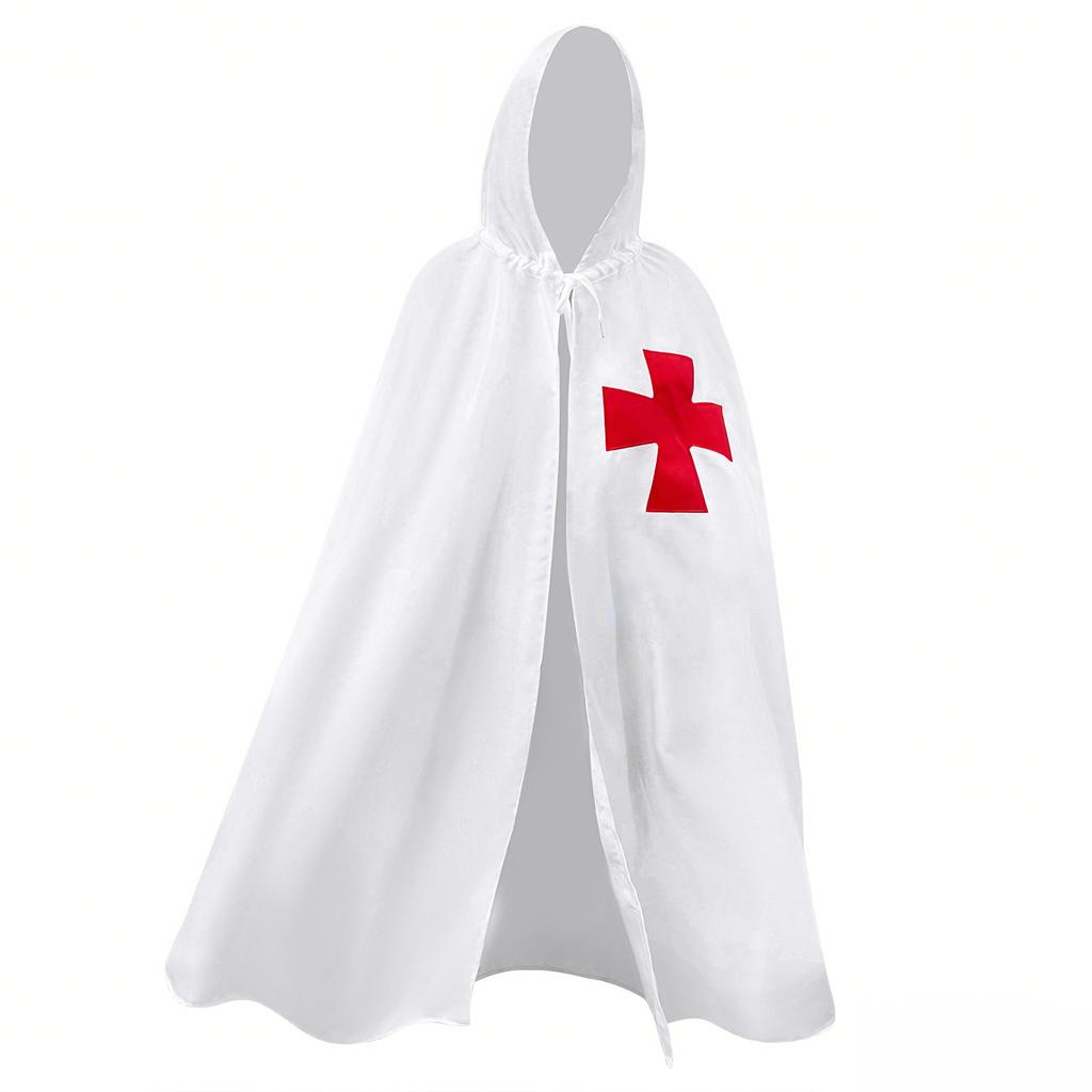 Medieval Fancy Long Knight Cloak Set-Templar TV Movie Cosplay Outfit Halloween Party Costume (Polyester)