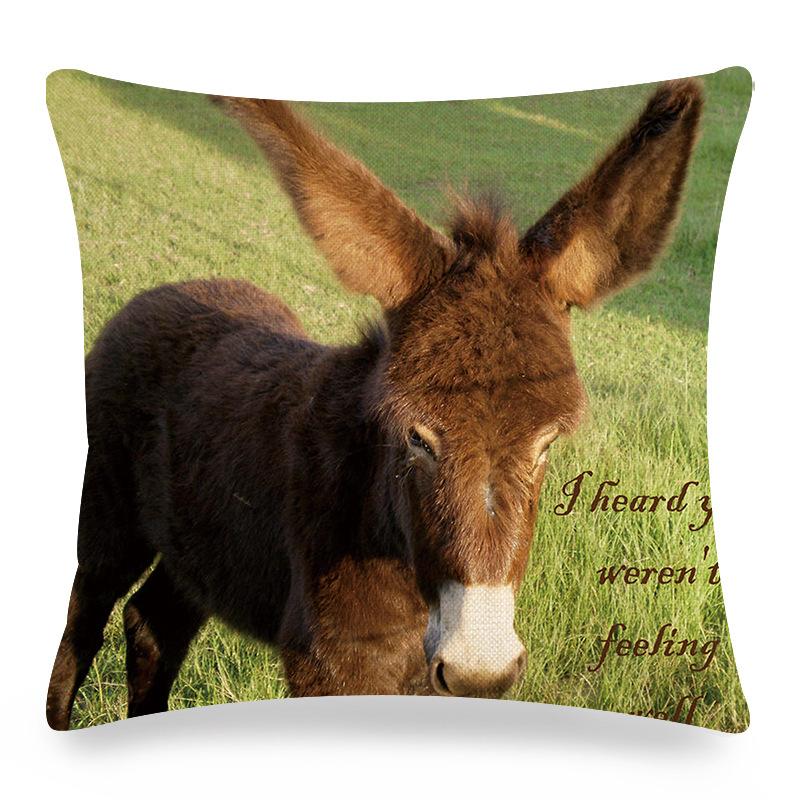 Home Decor Donkey Art: Various Scenes and Portraits Pattern Cushion Cover Suitable for Sofa Bedroom Car Pillow Cover
