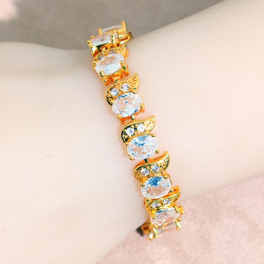 Classic More Color Zirconia  Gold Plared  Bracelet For Women Wedding Jewelry Birthday Gift
