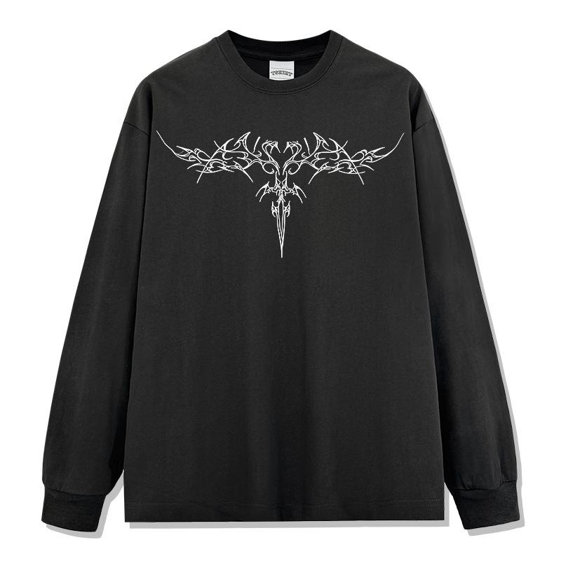 Loose Fit Washed Pure Cotton T-Shirt with Chest Tattoo Print