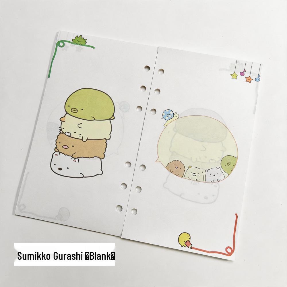 A6 Cute Cartoon Loose-Leaf Notebook Refills with Colored Pages