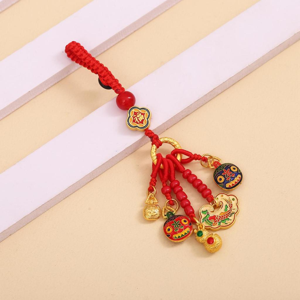 Goldener Glücksschlüsselanhänger: Reichtumsgott verschlingt Goldtier für Familie, perfekt als Auto- oder Handyanhänger.