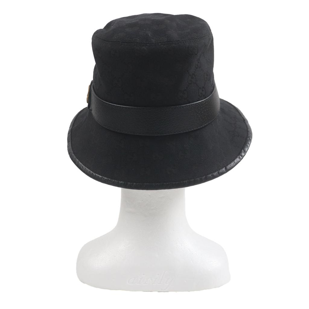 Excellent GUCCI Hat Black Polyester Mens M 576587 Used