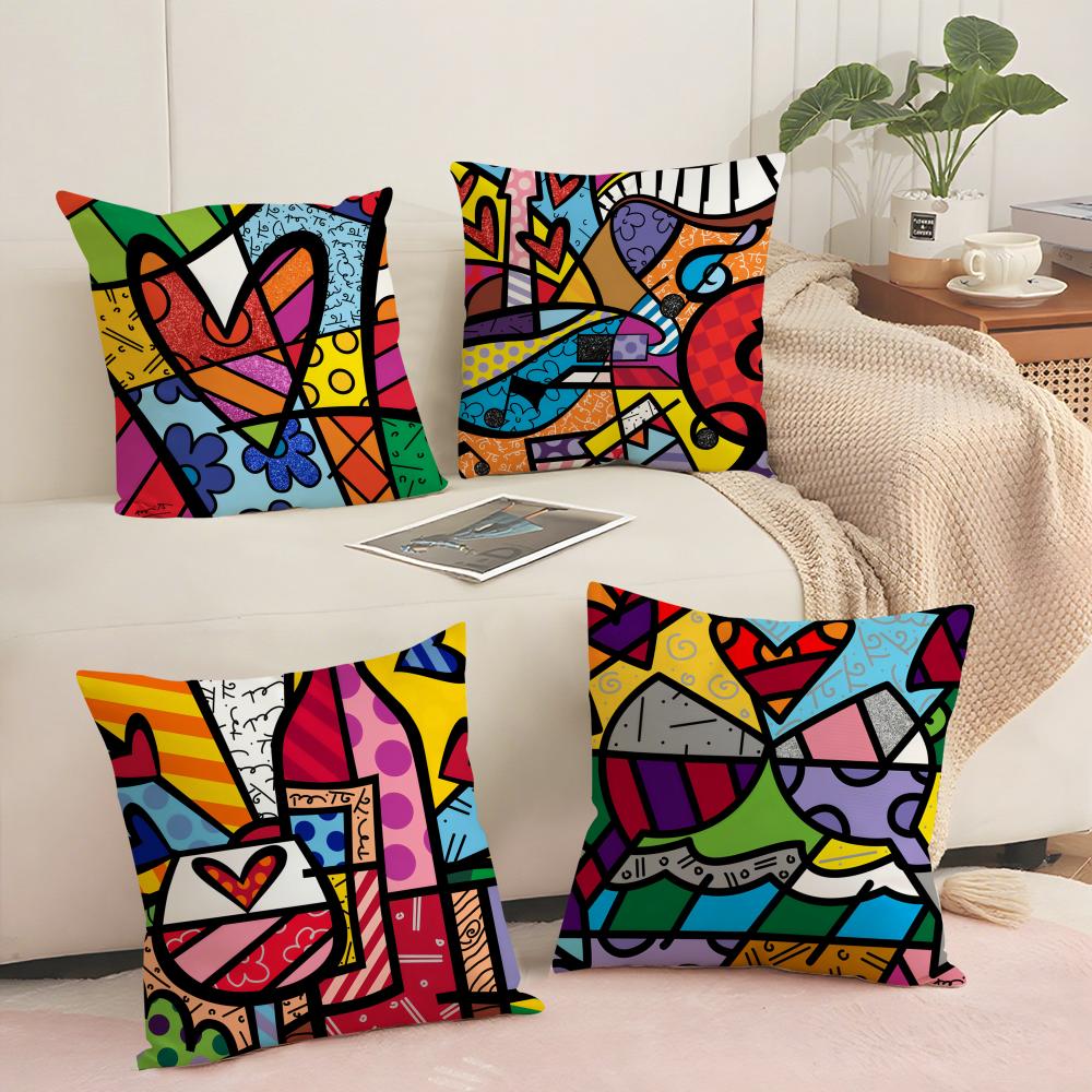 BBritto Art Design Cushion Cover Short plush Doublesided Print Square Throw Pillow Covers Sofa Home Cushion Decor