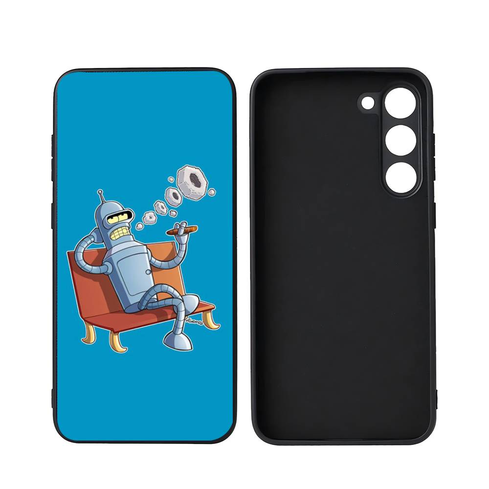 Cute Futuramas For Kid For Samsung Galaxy S25 S24 S23 Ultra S22 S21 Plus S20 Black Soft Silicone Protective Case