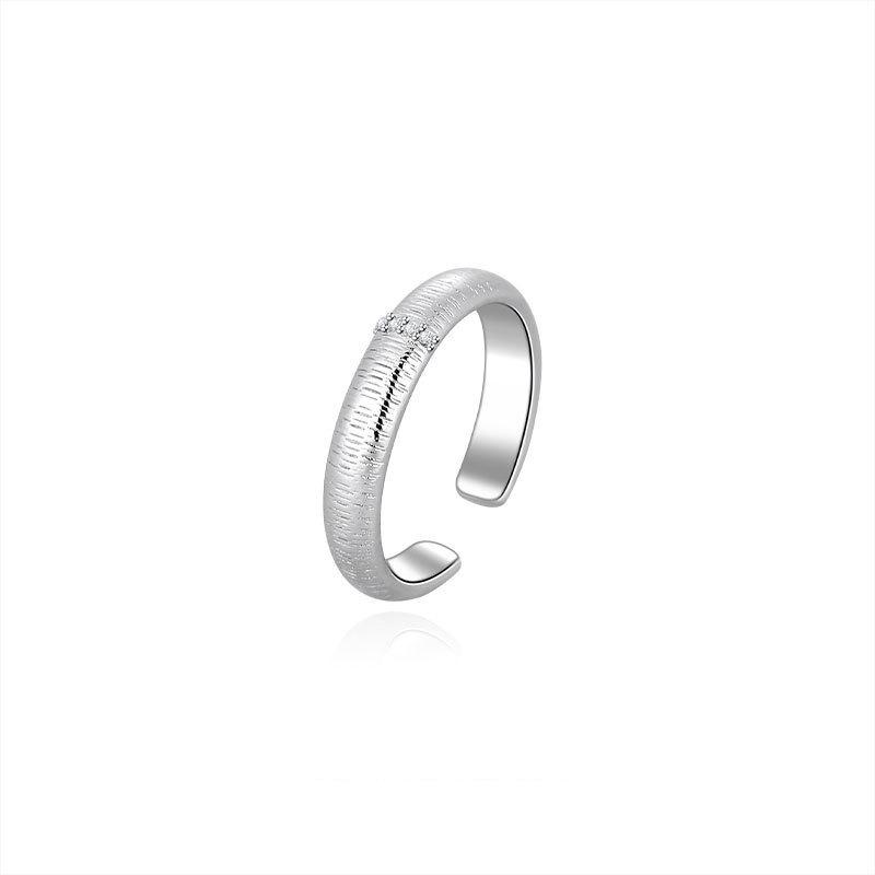 Versatile Vintage-Style Zircon Ring for Women - Elegant Stackable Starburst Retro Brushed Index Finger Ring